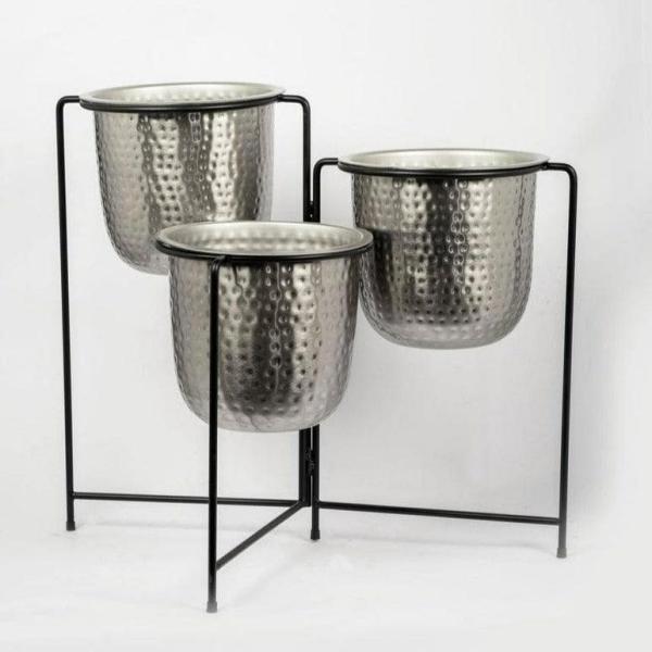 Pots & Planters | Brazen Silver Nested Planters Garden Pots & Planters